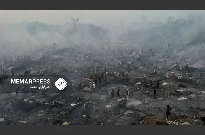 آتش‌سوزی مهیب در اردوگاه پناهجویان روهینگیا؛ دستکم 12 هزار نفر آواره شدند