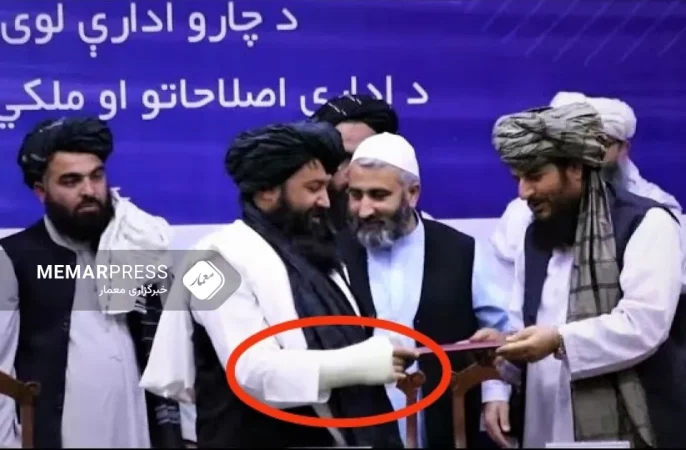 تصویر دست شکسته ندا محمد ندیم براختلاف‌های درون‌گروهی طالبان دامن زد