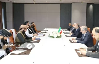 دیدار امیرخان متقی با وزیر خارجه ایران در حاشیه نشست سمرقند