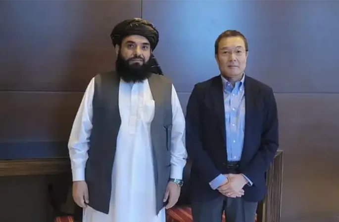 دیدار رئیس و گفتگوی رئیس دفتر سیاسی طالبان در دوحه با سفیر جاپان