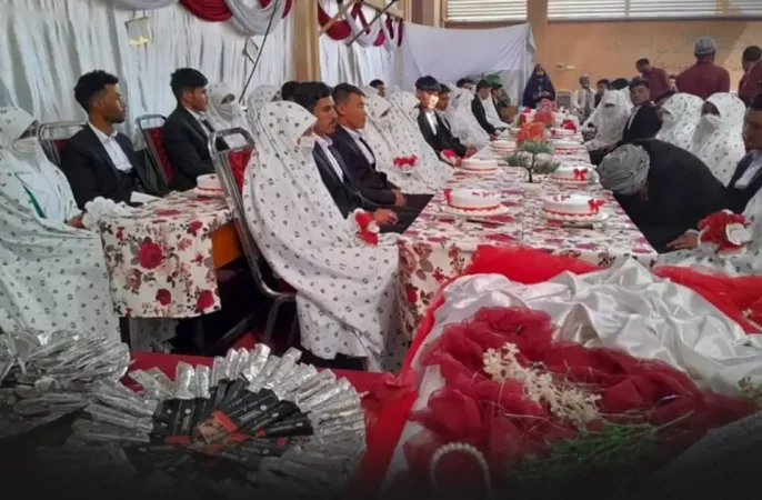 مراسم عروسی دسته‌جمعی ۱۲۵ زوج در بلخ برگزار شد