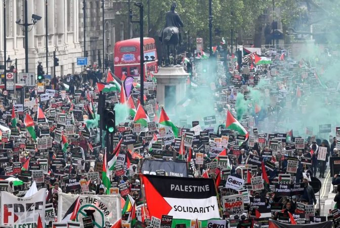 مردم لندن و فریاد آزاده خواهی در حمایت از فلسطین
