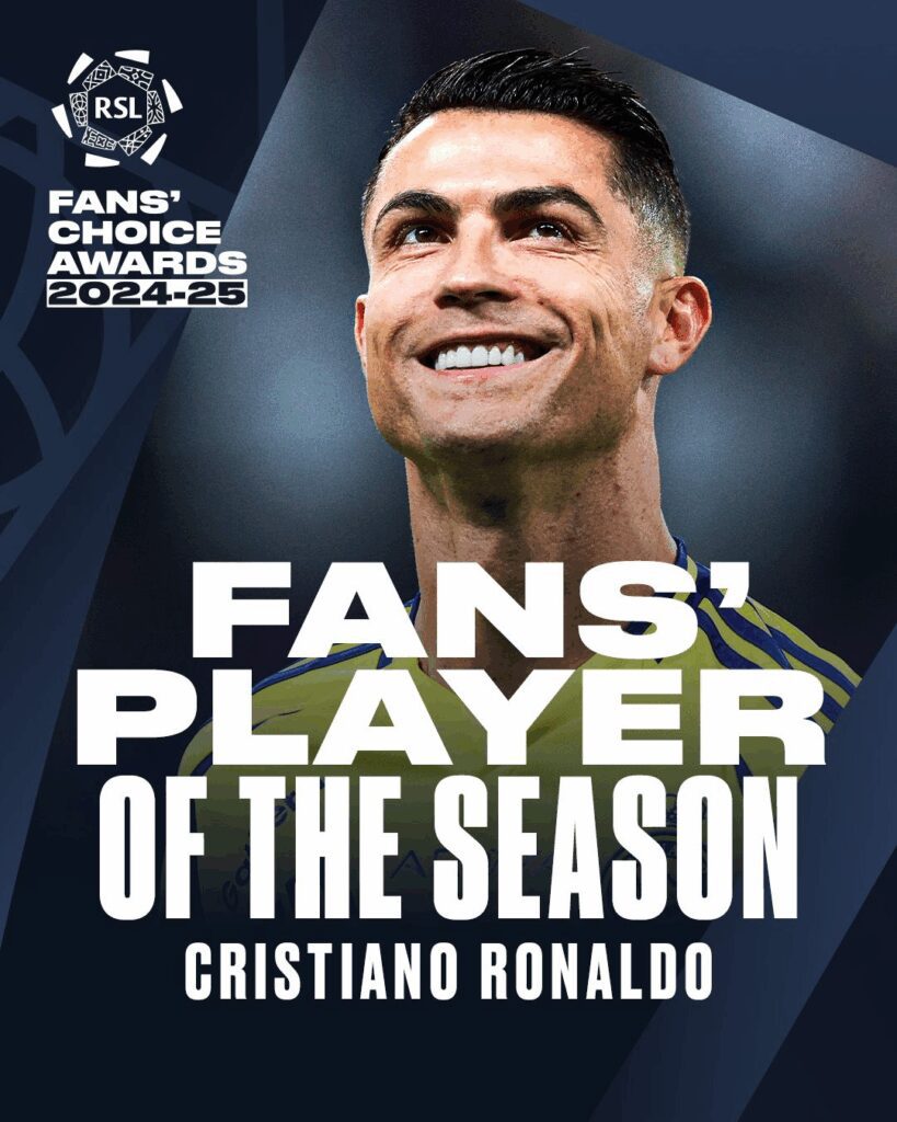 کریستیانو رونالدو بهترین بازیکن فصل لیگ روشن عربستان کریستیانو رونالدو بهترین بازیکن فصل لیگ روشن عربستان