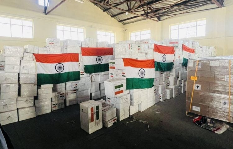 کمک بشر دوستانه ۱۶ تُنی هند به افغانستان