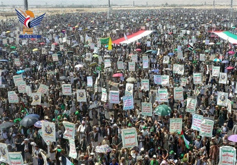 تظاهرات گسترده مردم یمن در حمایت از ملت فلسطین و همبستگی با ایران و لبنان