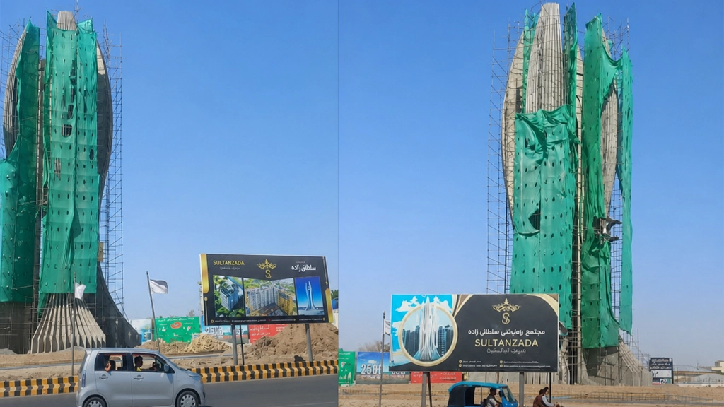 تخریب یادواره فردوسی و تغییر نام چهارراه در مزارشریف