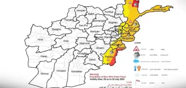 هدشدار اداره‌ هواشناسی از احتمال بارندگی شدید و سرازیر شدن سیلاب در ۱۱ ولایت